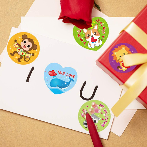 600 Calcomanías De San Valentín Para Niños, Diseño De Corazó