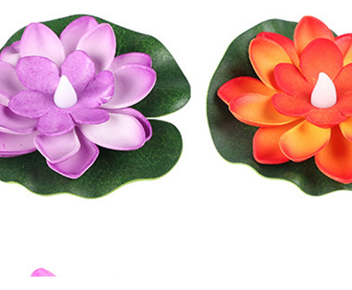 4 X 6 Piezas Led Flotante Lotus Light Wishing Decoración