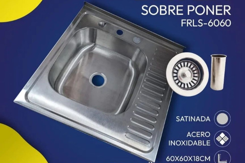 Batea De Acero Inoxidable 60 X 60 X 18cm Sobreponer 