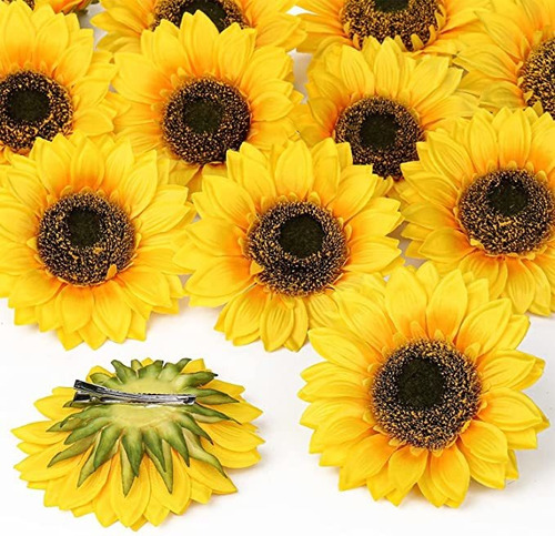 8pcs Grandes Cabezas De Girasol Artificial Con Clips De Coc