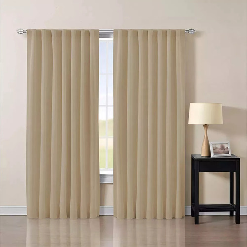 Juego Cortinas Blackout Textil Vinilico 2,10x1,40 M 2 Paños Tostado