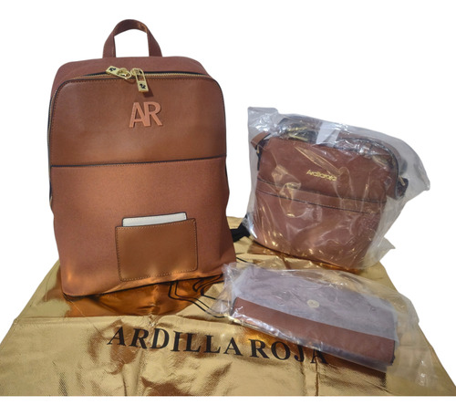 Mochila, Morral + Billetera Ardilla Roja Calidad Premiun Suela Liso