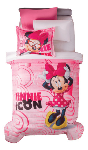 Edredón Ligero Minnie Coquette Individual Colchas Concord Rosa Rosa