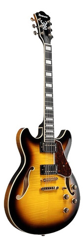 Guitarra Ibanez As93Fm 2023 Indosenia Semi Hollow de Arce Flameado Para Diestro Color Antique Yellow Sunburst