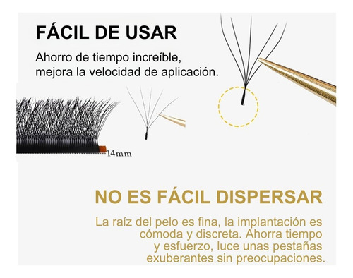 Extensiones De Pestañas 5d W Shape Largo 8-15 Mm Mixto 0.07