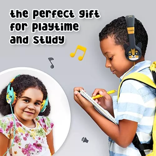 Auriculares para niños, auriculares con cable con limitador de volumen  seguro de 85 dB, auriculares ajustables para niños con cable de 0.138 in  Jack