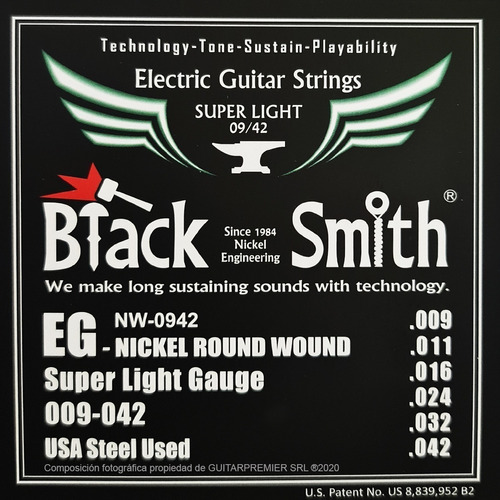 Encordado Guitarra Electrica Cuerdas 09 - Blacksmith Nw0942