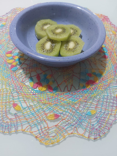 Jogo Americano Renda Colorida Artesanal 36 Cm Kit Com 2 Cor Verde Renda Bilro Colorida