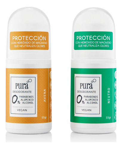 Desodorante Natural Sin Alcohol Ni Aluminio Avena y Neutro X2