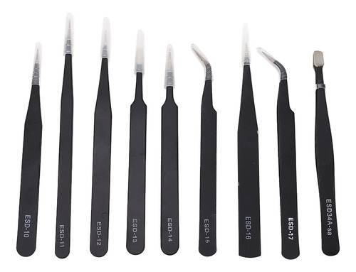 Pinzas Antiestáticas De Acero Inoxidable, 9 Piezas