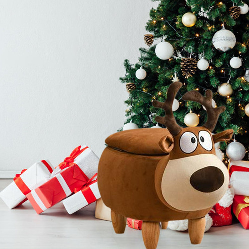 Reposapiés Con Forma De Ciervo Navideño Con Almacenamiento