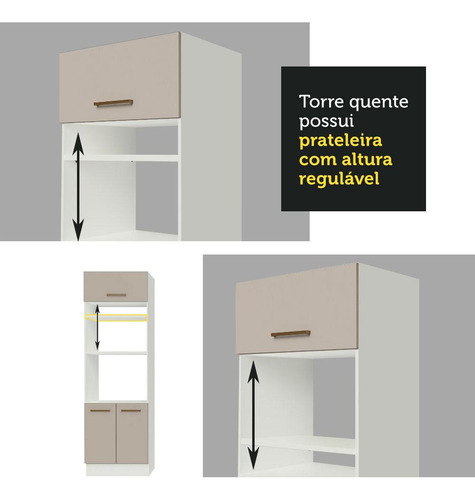Armário De Cozinha Completa 270cm Madesa Agata 05 Bc Cor Branco/Crema