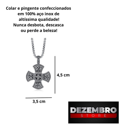 Imagem 5 de 5 de Colar Masculino Com Pingente Cruz De Malta Vintage