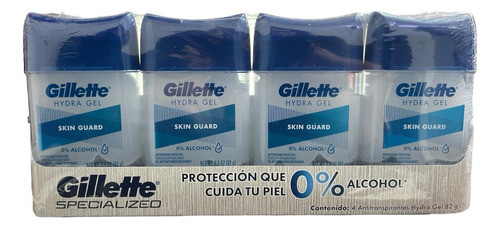 Pack 4 Gillette Hydra Gel Skin Guard 82g C/u 