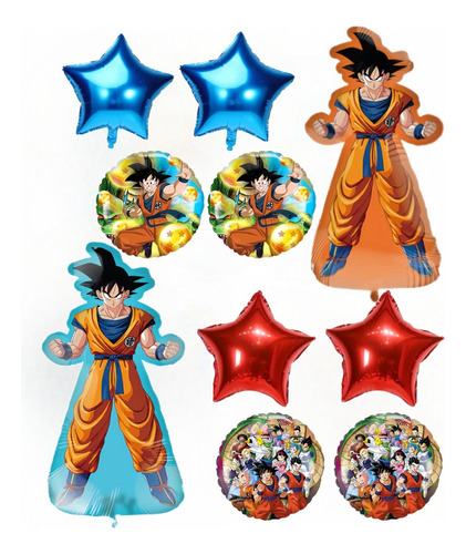 Kit 10 Globos Para Dragon Ball 1st Gen Goku Sup Saiyan Anime