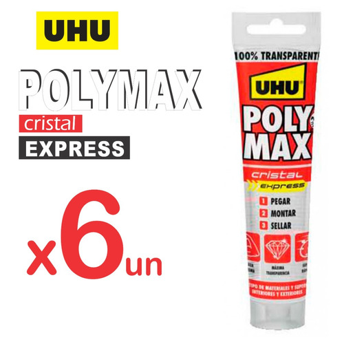 6 Uhu Poly Max Cristal Express Pegamento Adhesivo Sellador