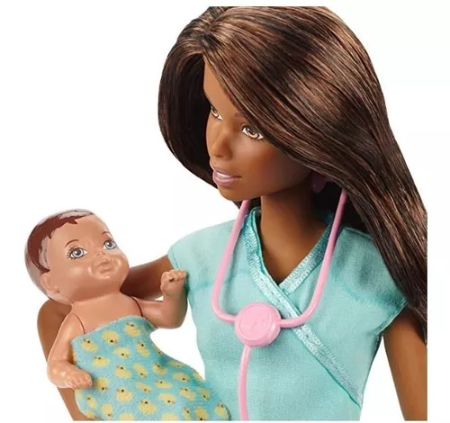 Barbie Profissoes Conjunto Pediatra com 2 Bebes - Mattel