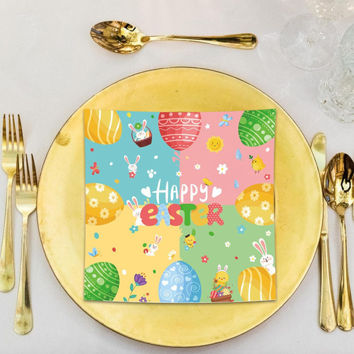 Paquete De 20 Servilletas De Papel De Pascua De 6.7 X 6.7 Pu