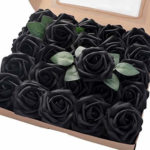 Rosas Artificiales C/tallo Aspecto Realista X50u 7.6cm Negro