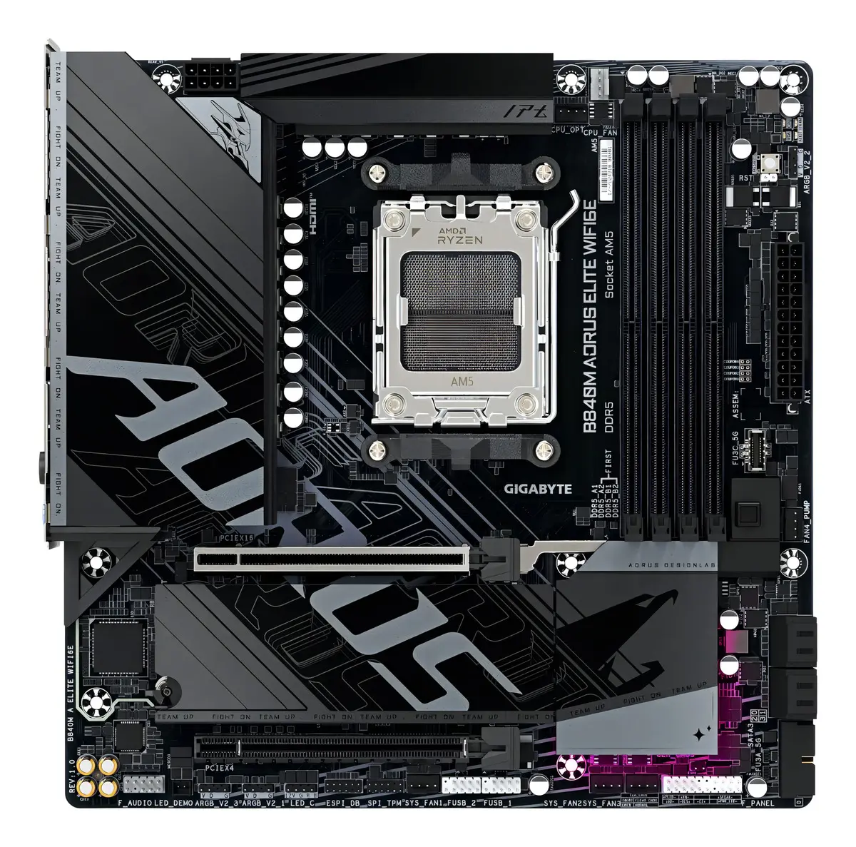 Placa Mãe Gigabyte B840m Aorus Elite Wifi6e Amd Am5, Matx Preto