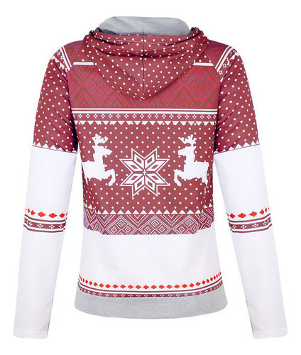 Sudadera Casual Con Capucha Y Estampado Navideño Para Mujer