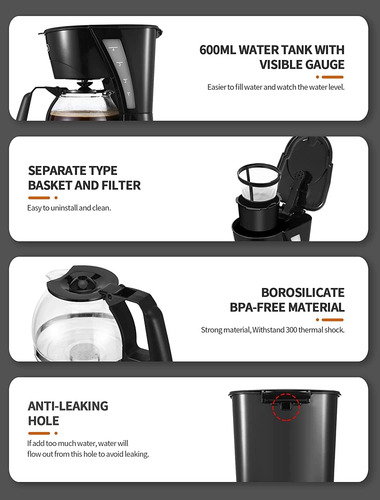 Cafetera Pequeña Gevi Para 4 Tazas, Cafetera Compacta, Wifi