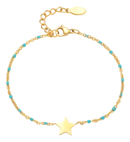 Pulsera Acero Inoxidable Con Estrella Mini Balines Azules