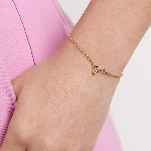 Pulseira Rommanel Feminino Cadeado Infinito Zircônia 551764 Comprimento 19 Cm