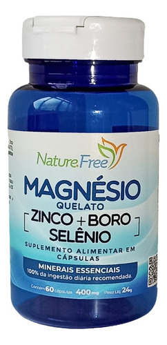 Magnésio Quelato Zinco + Boro + Selênio 60 Cápsulas Sem Sabor