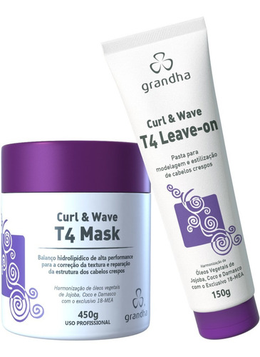 Kit Grandha Curl Wave T4 Leave-one E T4 Mask Cabelos Crespos