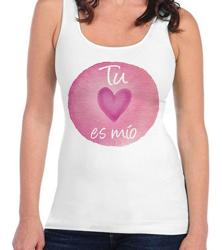 Musculosa Tu Corazon Es Mio Rosado Frase