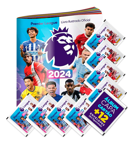 Premier League 23/24: Álbum Capa Cartão + 60 Figurinhas