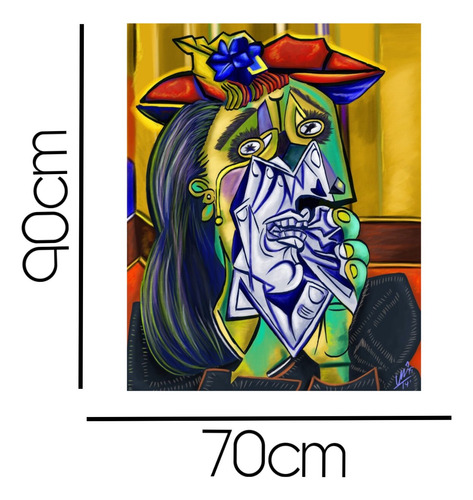 Cuadro Decorativo Obra Pablo Picasso En Canvas Ultra Violeta La Mujer Llorona 90x70cm