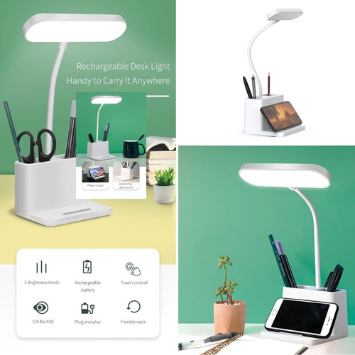 Imagen 2 de 9 de Lámpara De Escritorio Led Inalámbrico Táctil Recargable Usb