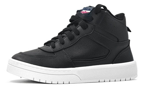 Zapatillas Botita Leila Negro Blanco Eco Cuero Moleca