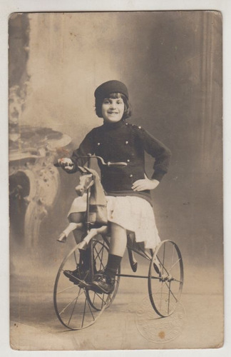 1913 Fotografia Postal Niña Triciclo Dagnino Hnos Bs Aires
