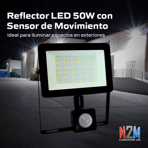 Imagen 6 de 10 de Reflector Led 50w iMac Con Sensor Movimiento Alta Potencia Exterior