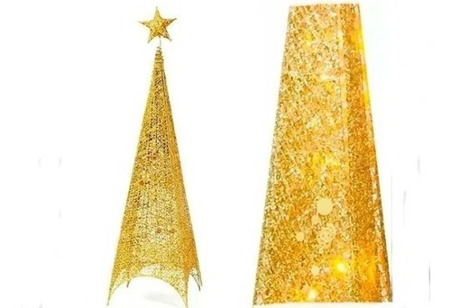Árbol De Navidad Forma De Pirámide Armable Con Luces 180cm