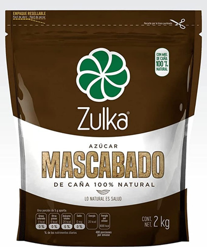 Azúcar Mascabado Zulka De Caña 100% Natural 2 Kg
