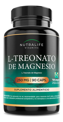 L Treonato De Magnesio Lf 90 Caps 250mg. Fatiga Recuperacion Sabor Natural / 90 Capsulas /250mg