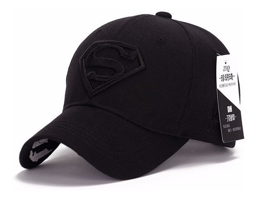 Gorra Beisbol Superman Poliester Logo Negro Color Negro