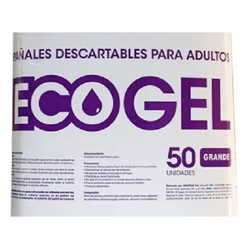 Pañal Ecogel 100 Unid. Talle Grande