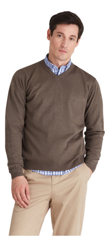 Sweater Macowens Escote En V Tostado Hombre 609260129037