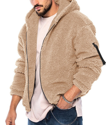 Chamarra Con Capucha Hombre Polar Afelpada Cremallera