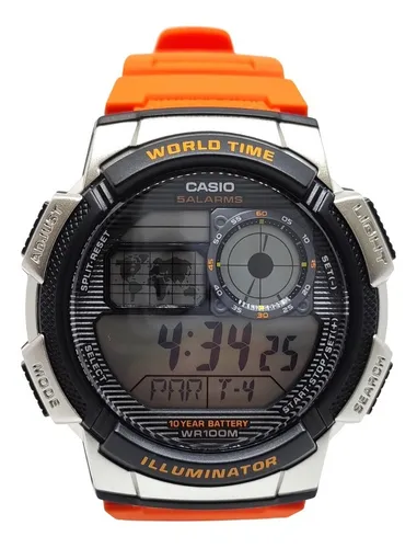 Casio Reloj casual de resina de cuarzo con batería de 10 años para hombre  color naranja Modelo AE-1000W-4BVCF Naranja AE-1000W-4BV – Yaxa Colombia