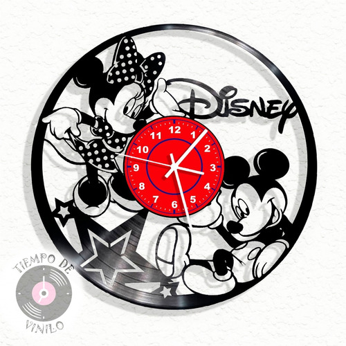 Reloj De Pared En Disco De Lp. Ref Mickey And Minnie