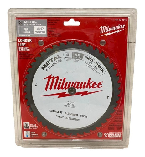 Disco De 8 Para Corte De Metal Milwaukee 48-40-4515