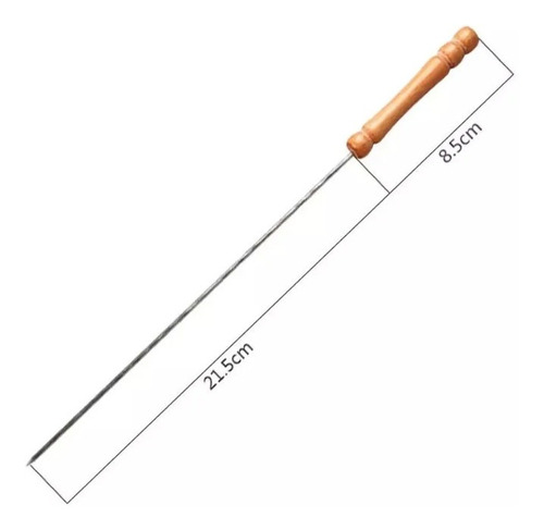 Pinchos Metálicos Asado Barbacoa Parrilla Mango Madera 6 Und