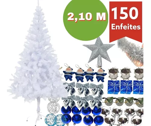Árvore De Natal Branca 2,1m 600g +piscaled + | ALFA  PRESENTES