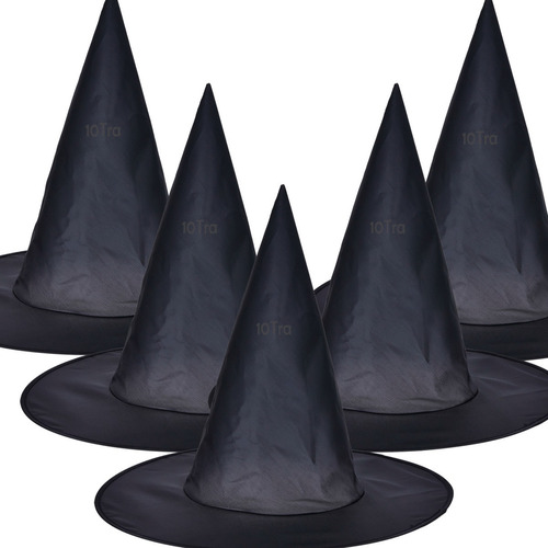 5 Gorros Tela De Bruja Negro Cotillon Halloween Sombrero 